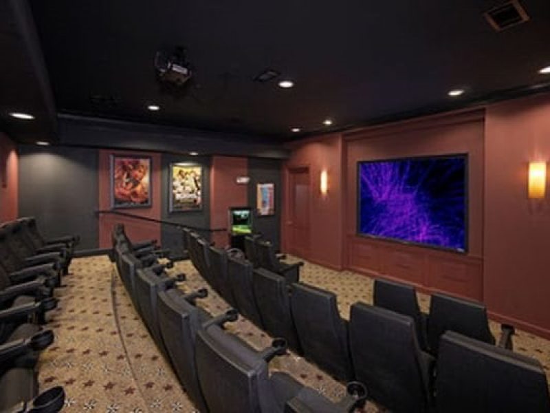 This image shows the view inside the media center in TGM Odenton Apartment with a spacious area and plush stadium that was ideal for a movie treat.